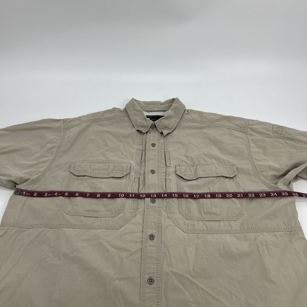 5.11 Tactical Series Shirt Men's XL Khaki Button Up Double Pocket Canvas Vented - Picture 7 of 8